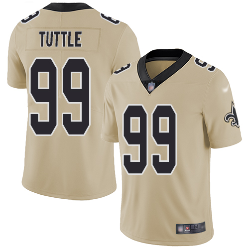 Men New Orleans Saints Limited Gold Men Shy Tuttle Jersey NFL Football #99 Inverted Legend Jersey->new orleans saints->NFL Jersey